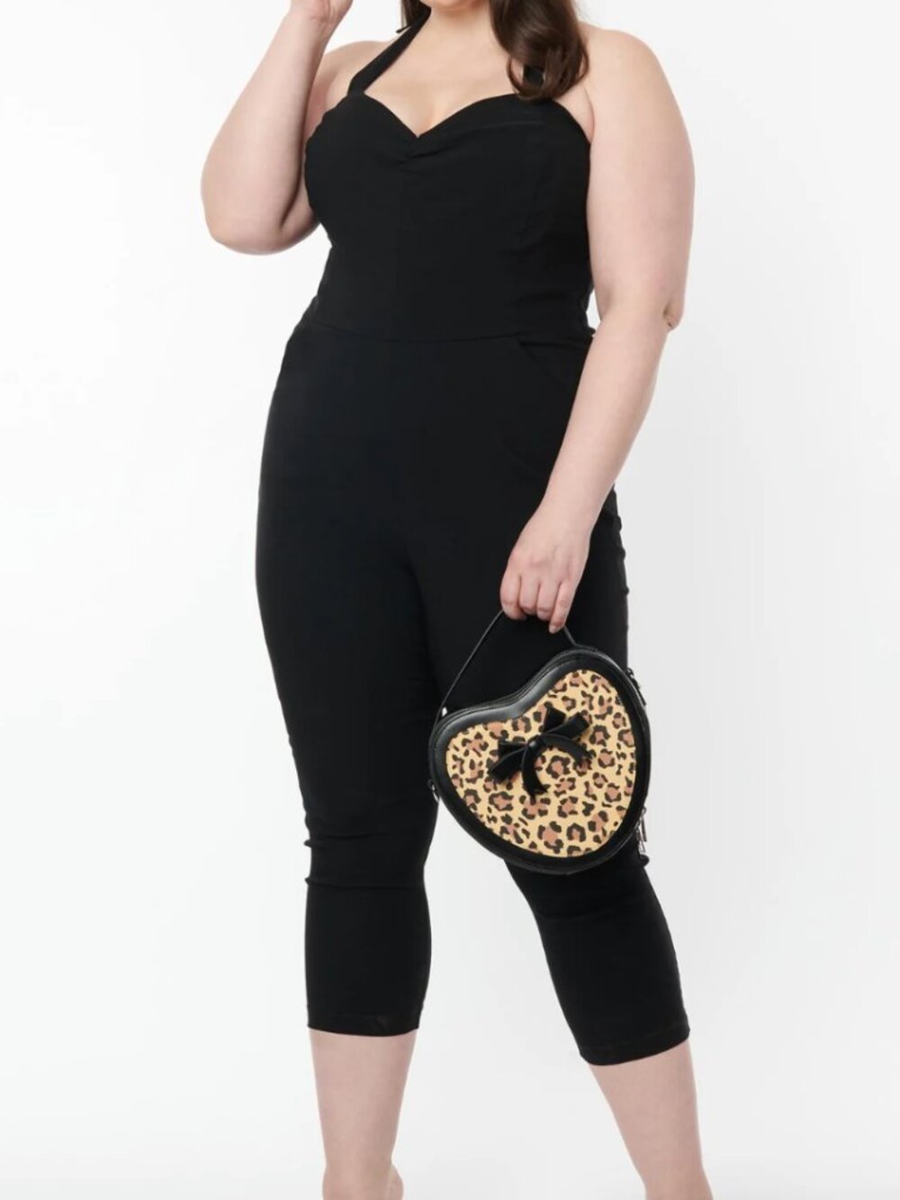 NWT Unique Vintage Plus Size 1950s Black Halter Marcel Jumpsuit